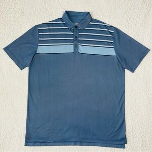 Callaway Opti Dri Polo Shirt Men's L Blue Striped Performance Golf Shirt